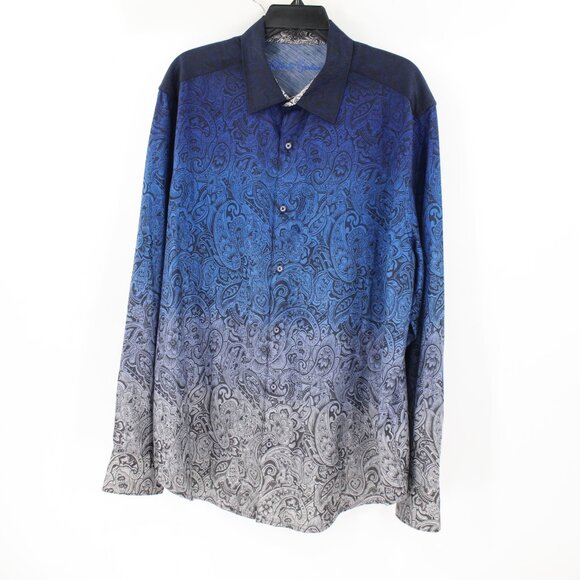 Robert graham shirt men's 2XL dusk button down flip cuff ombre paisley cotton - Picture 1 of 12